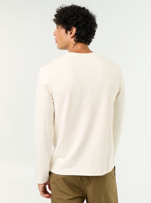 T-shirt met tunisische kraag en lange mouwen - Kiabi