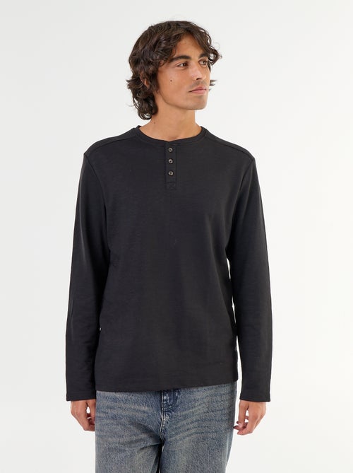 T-shirt met tunisische kraag en lange mouwen - Kiabi