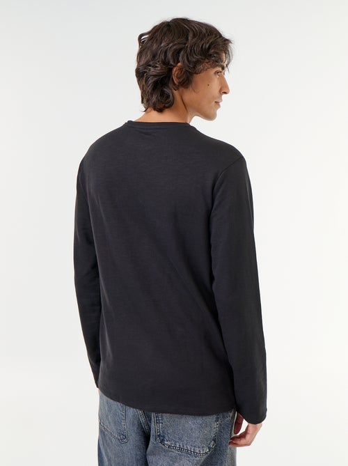 T-shirt met tunisische kraag en lange mouwen - Kiabi