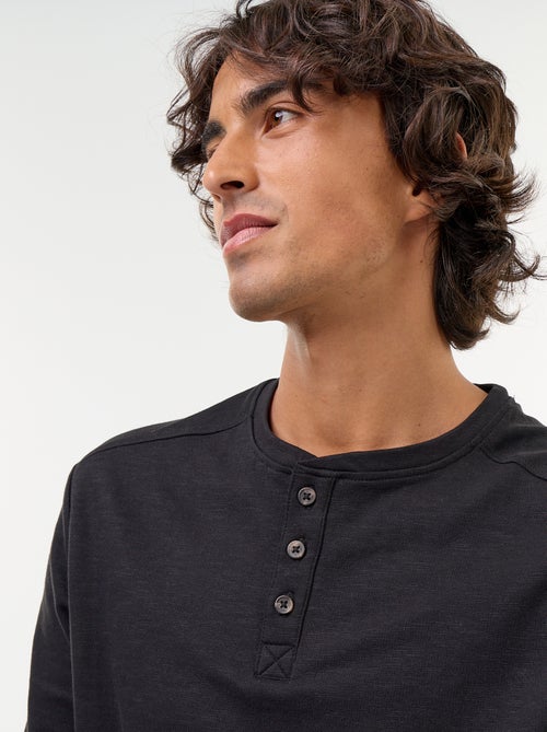 T-shirt met tunisische kraag en lange mouwen - Kiabi