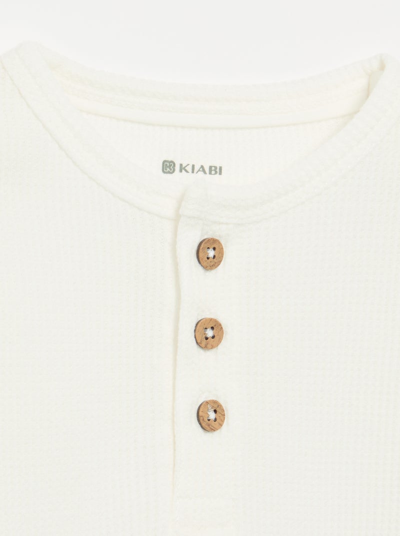 T-shirt met Tunisische kraag Wit - Kiabi