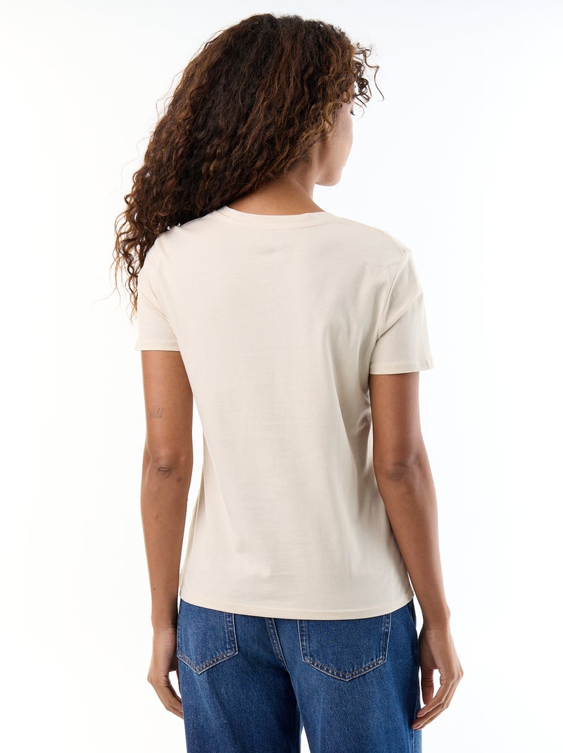 T-shirt met V-hals Beige - Kiabi