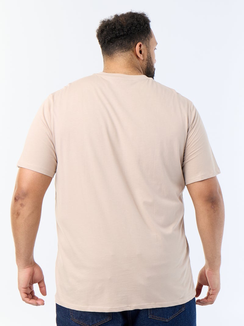 T-shirt met V-hals Biege - Kiabi