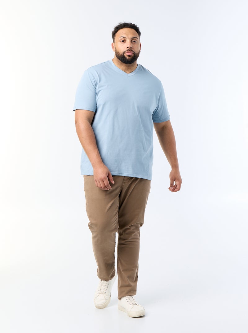 T-shirt met V-hals Blauw - Kiabi