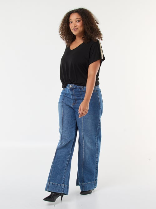 T-shirt met V-hals en lovertjes 'Vero Moda' - Kiabi