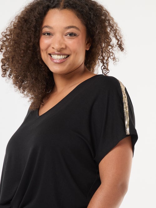 T-shirt met V-hals en lovertjes 'Vero Moda' - Kiabi