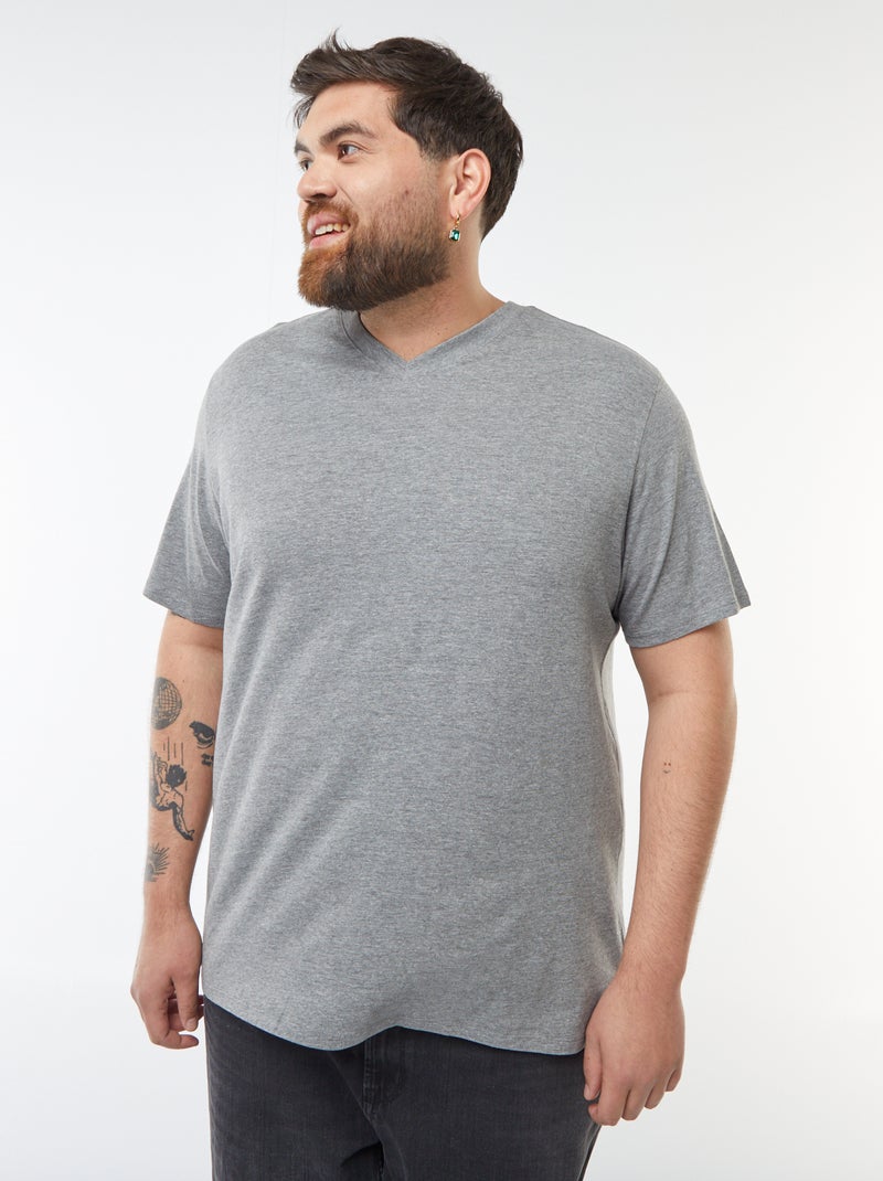 T-shirt met V-hals Grijs - Kiabi
