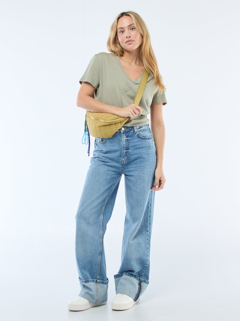 T-shirt met V-hals Groen - Kiabi
