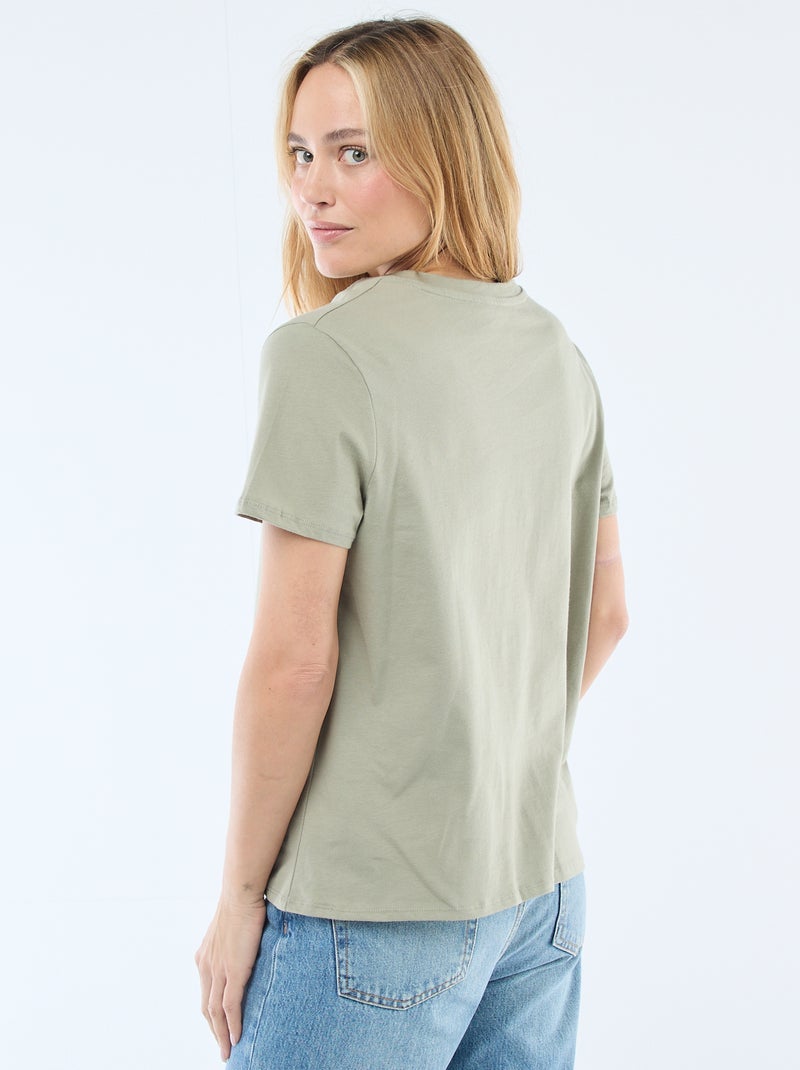 T-shirt met V-hals Groen - Kiabi