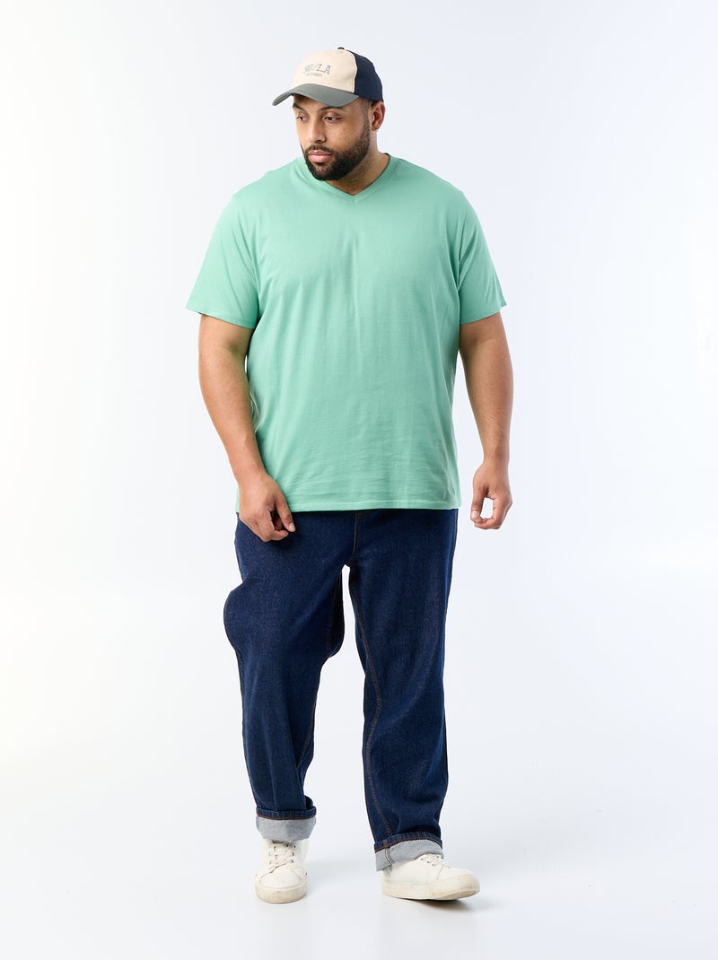 T-shirt met V-hals Groen - Kiabi