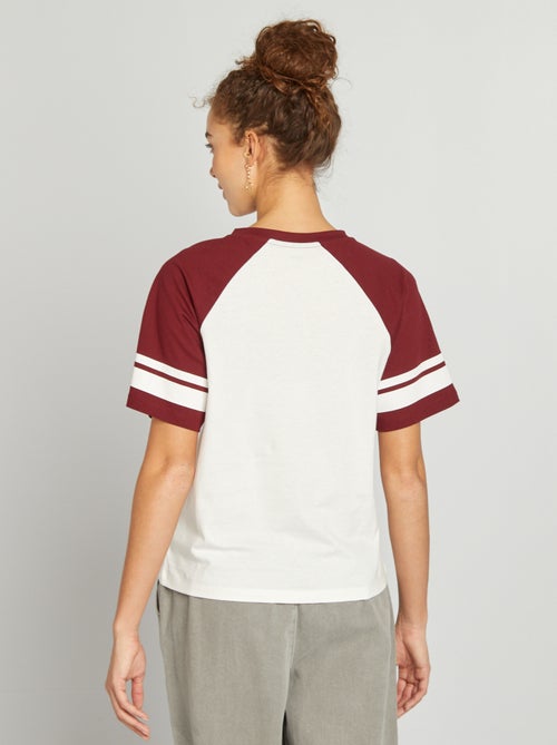 T-shirt met V-hals in campusstijl - Kiabi