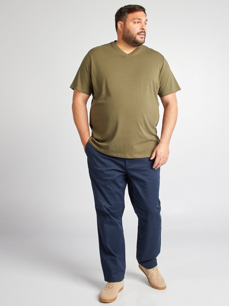 T-shirt met V-hals KAKI - Kiabi