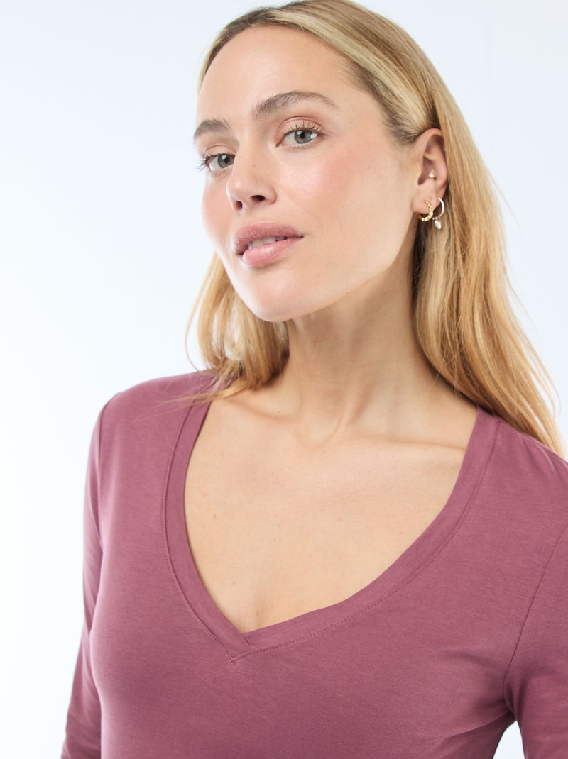 T-shirt met V-hals Rose - Kiabi