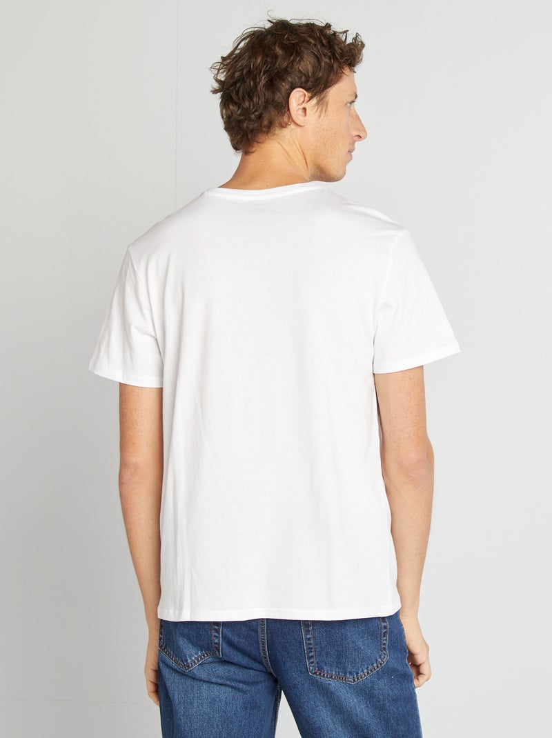 T-shirt met V-hals wit - Kiabi