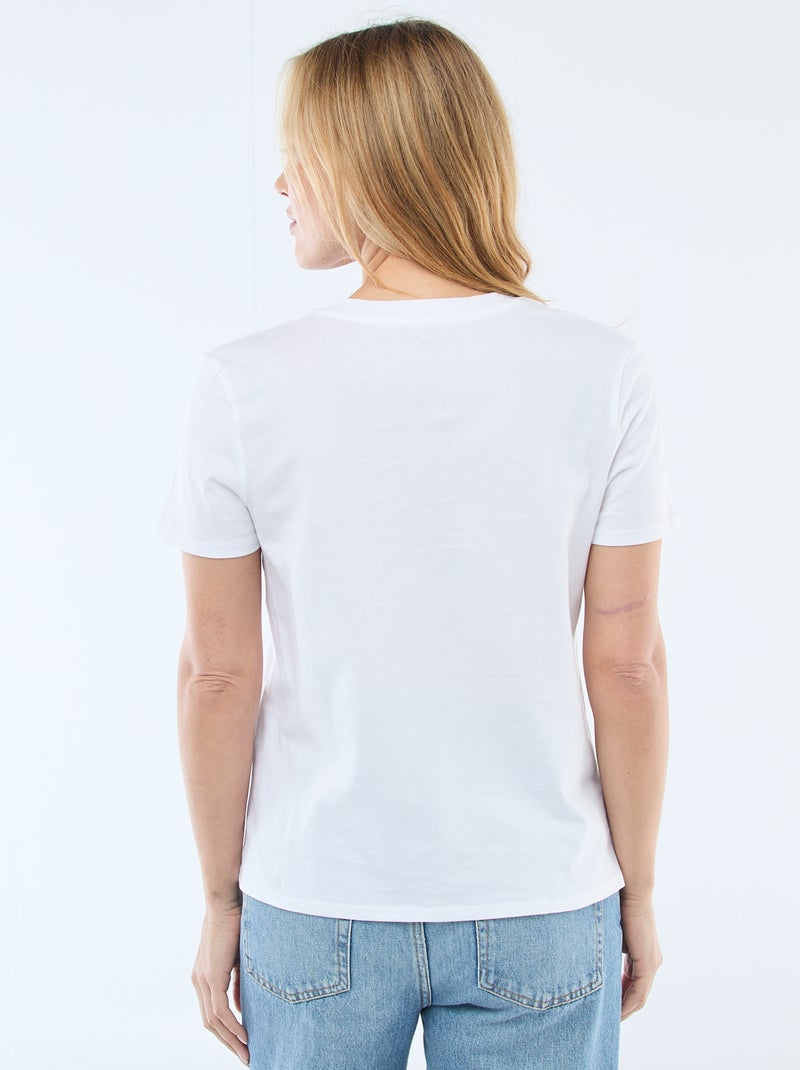 T-shirt met V-hals Wit - Kiabi