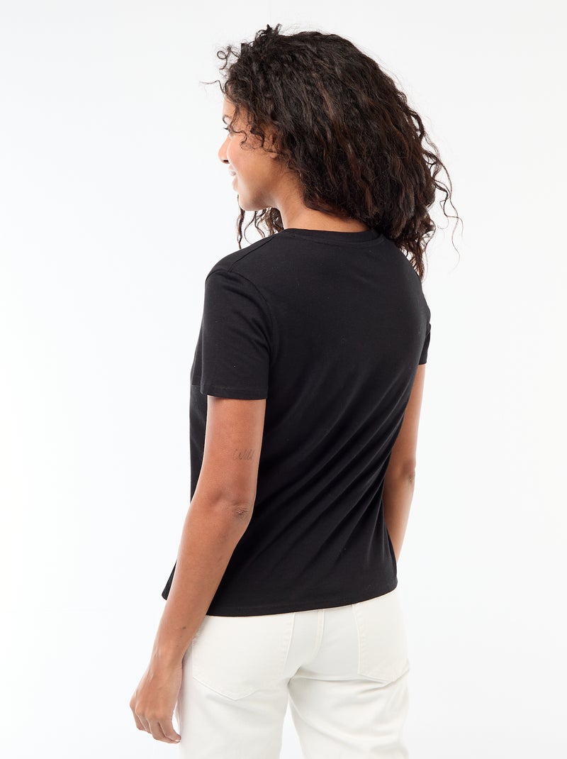T-shirt met V-hals Zwart - Kiabi