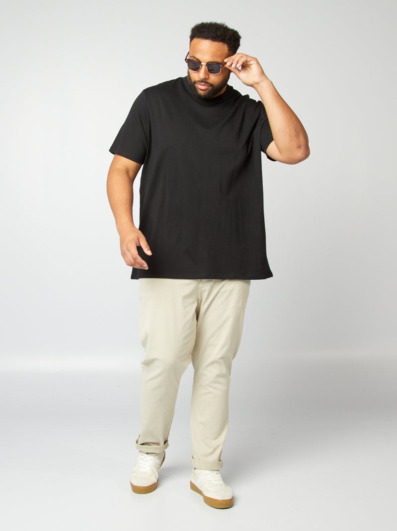 T-shirt met V-hals zwart - Kiabi