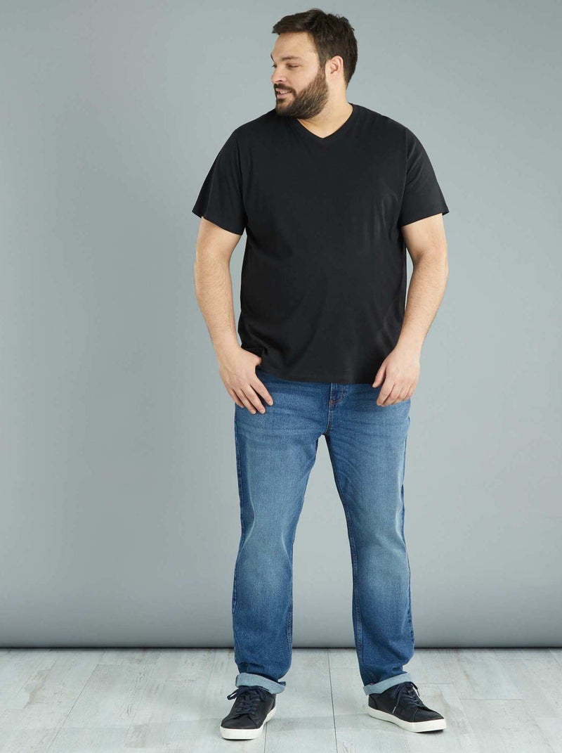 T-shirt met V-hals zwart - Kiabi