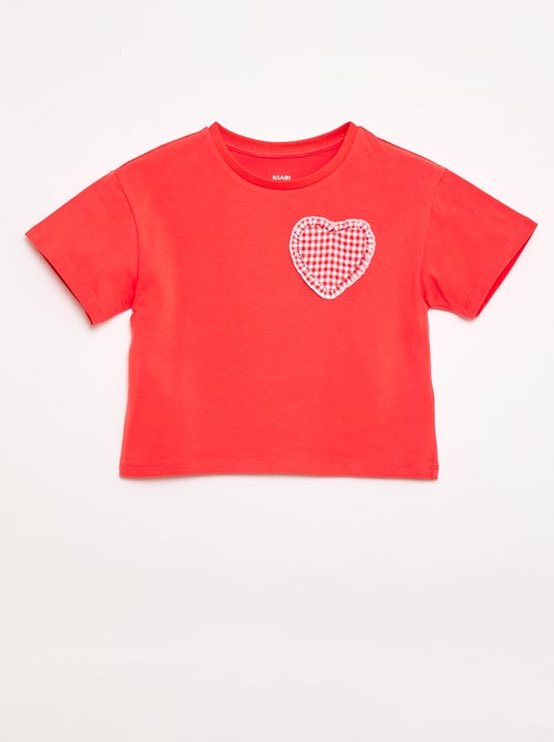 T-shirt met vichy patch - Kiabi