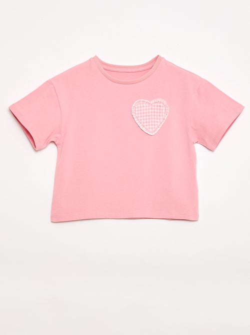 T-shirt met vichy patch - Kiabi
