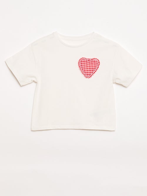T-shirt met vichy patch - Kiabi