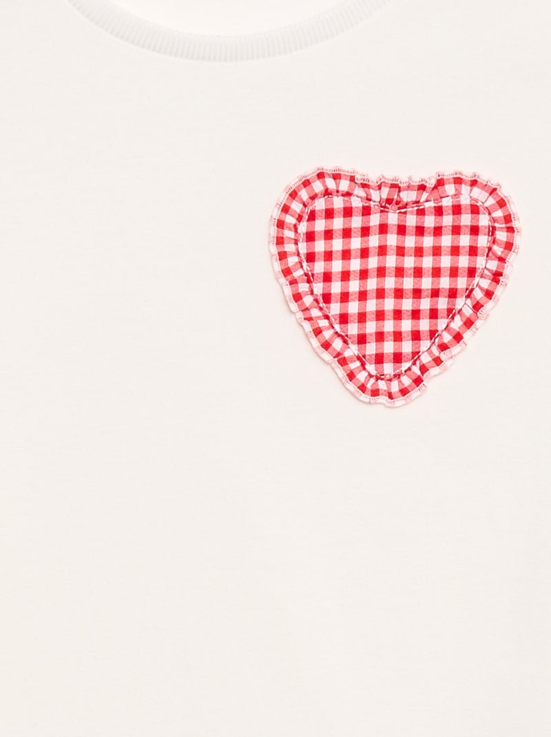 T-shirt met vichy patch Wit - Kiabi