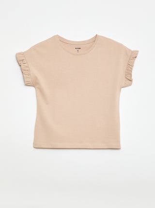 T-shirt met volanmouwen