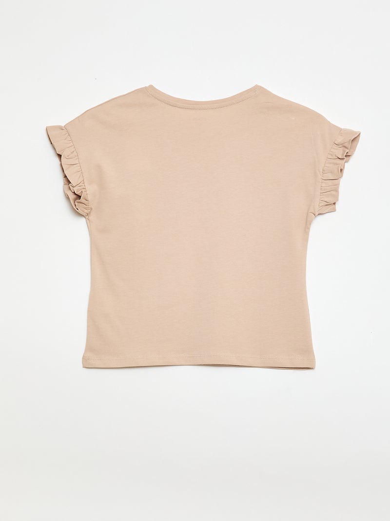 T-shirt met volanmouwen Biege - Kiabi