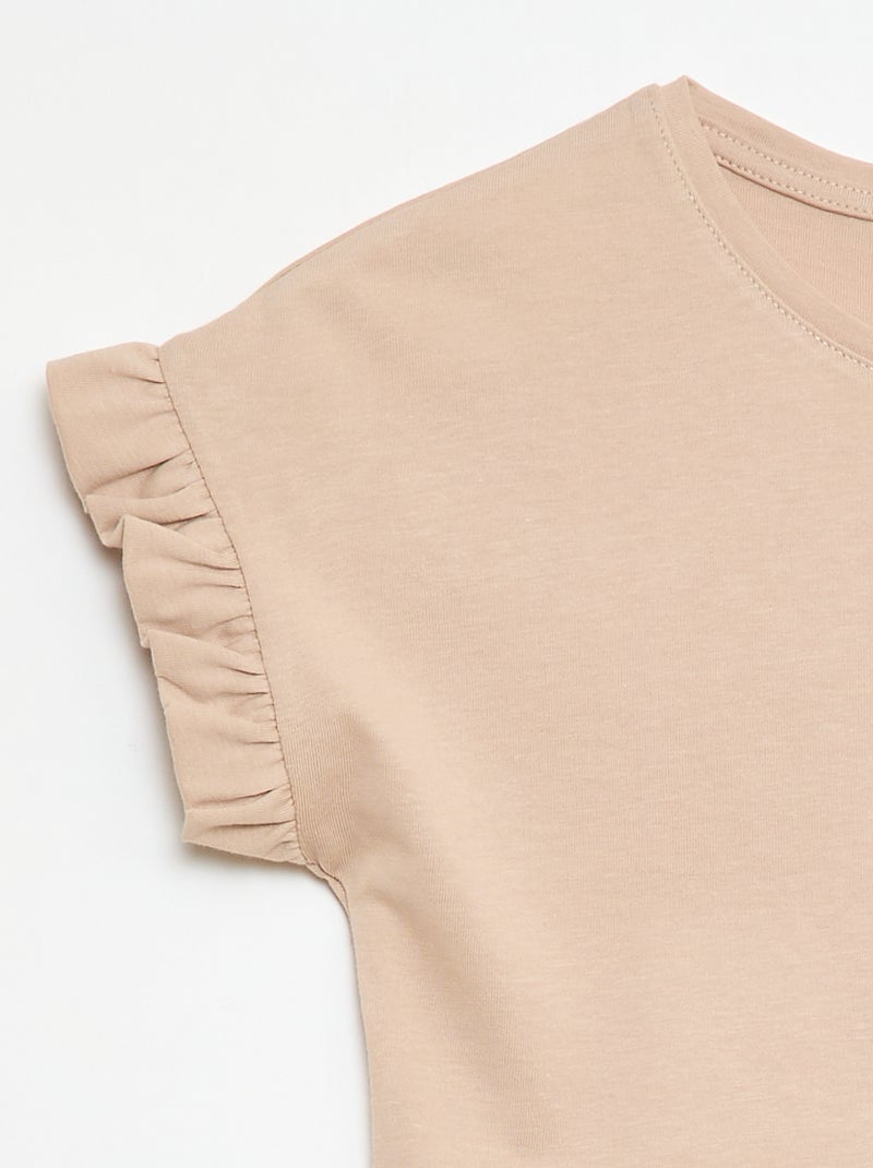 T-shirt met volanmouwen Biege - Kiabi