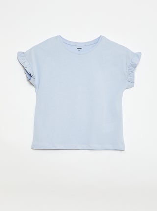 T-shirt met volanmouwen