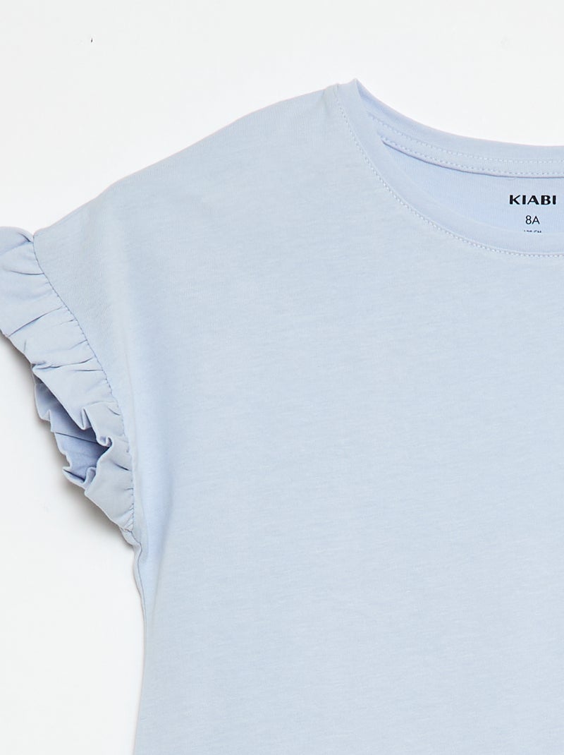 T-shirt met volanmouwen Blauw - Kiabi