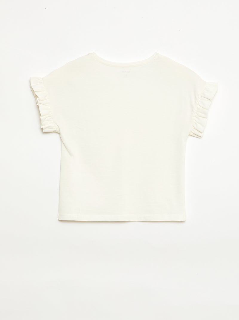 T-shirt met volanmouwen Wit - Kiabi
