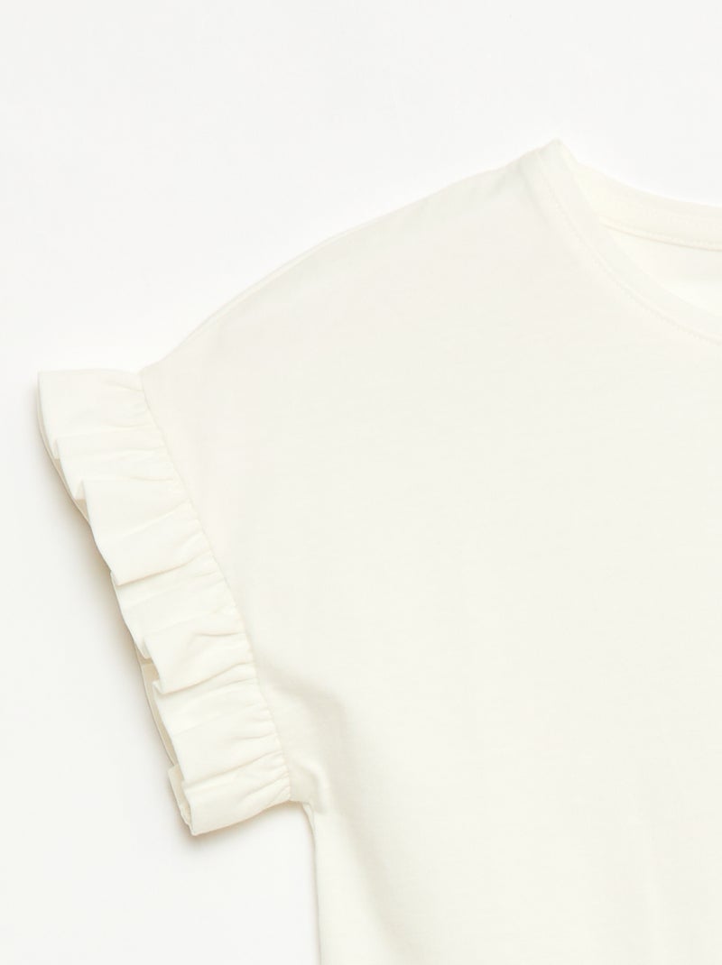 T-shirt met volanmouwen Wit - Kiabi
