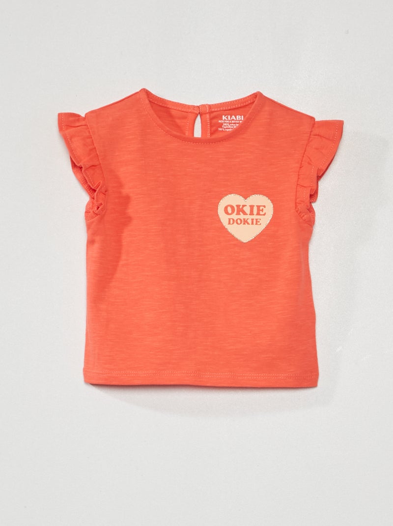 T-shirt met volant WIT - Kiabi