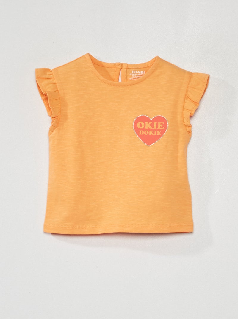 T-shirt met volant WIT - Kiabi