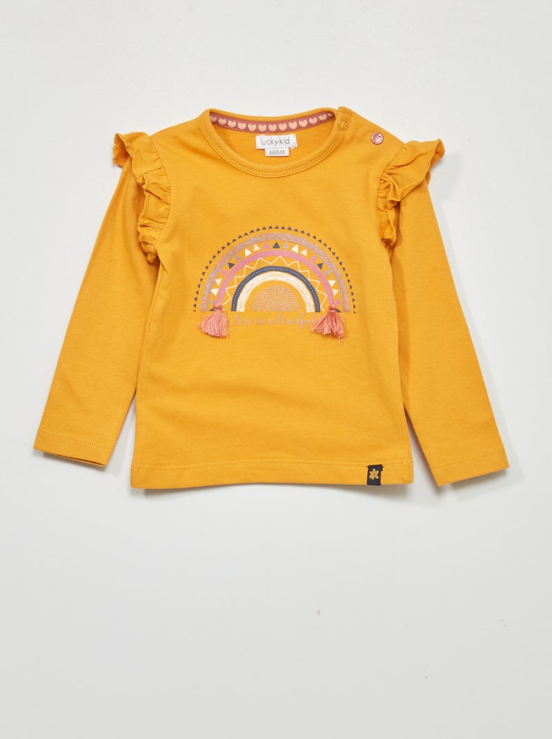 T-shirt met volants aan de mouwen GEEL - Kiabi