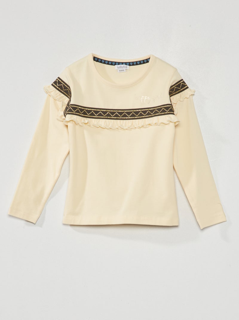 T-shirt met volants BIEGE - Kiabi