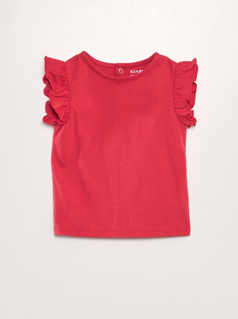 T-shirt met volants ROOD - Kiabi