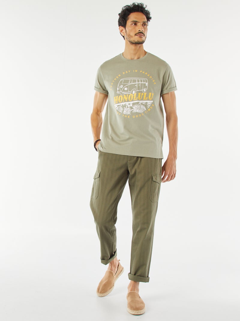 T-shirt met Volkswagenprint en korte mouw GROEN - Kiabi