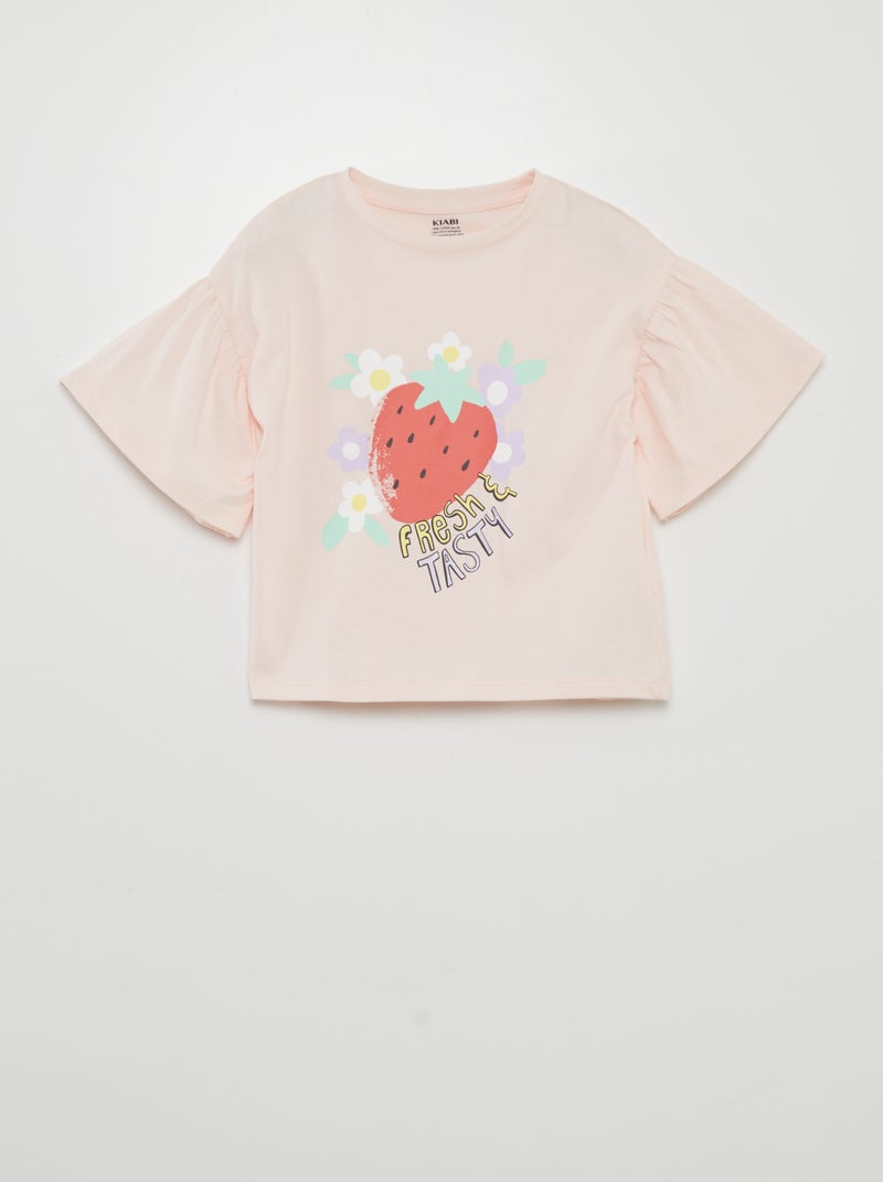 T-shirt met vruchtenprint en korte mouw ROSE - Kiabi