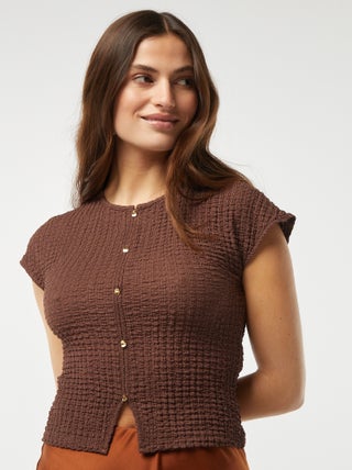 T-shirt met wafeltextuur
