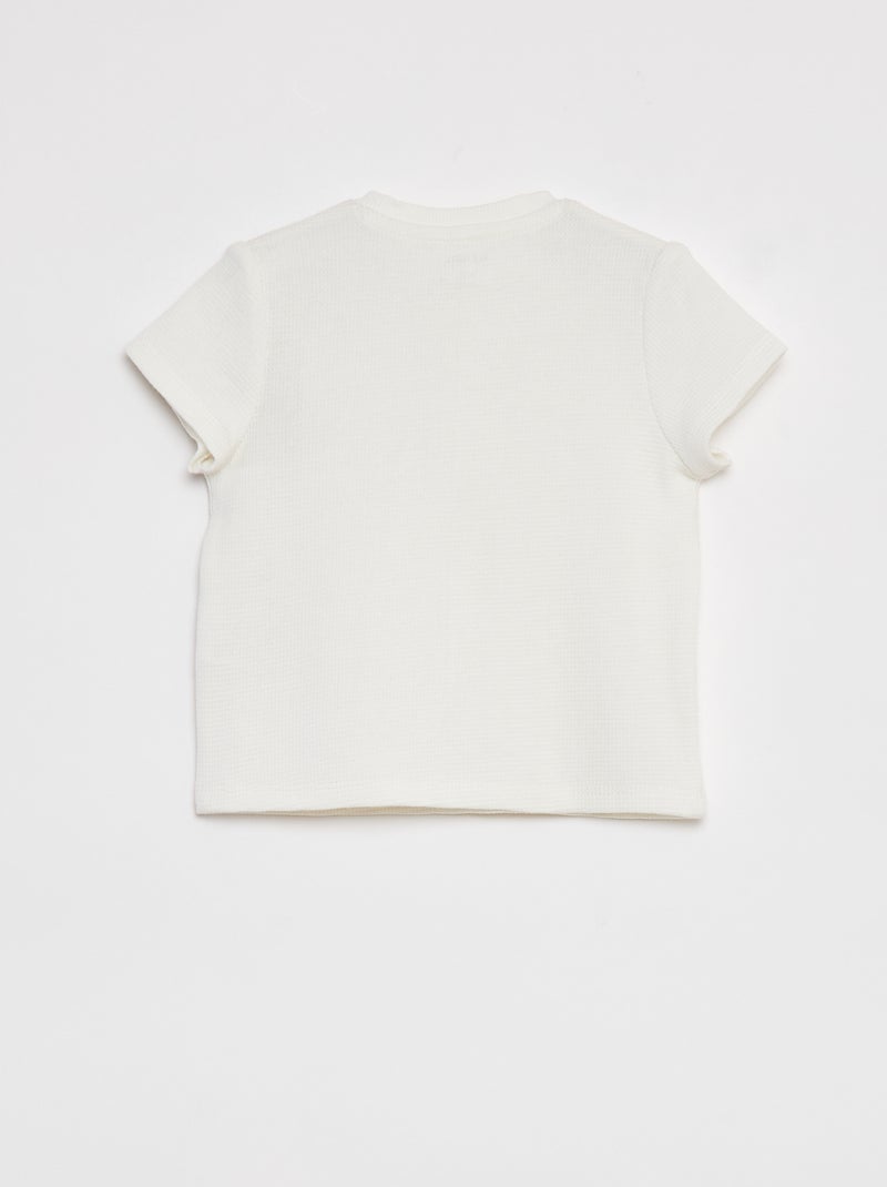 T-shirt met wafeltextuur WIT - Kiabi