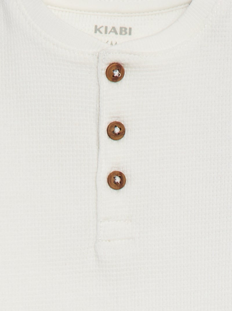 T-shirt met wafeltextuur WIT - Kiabi