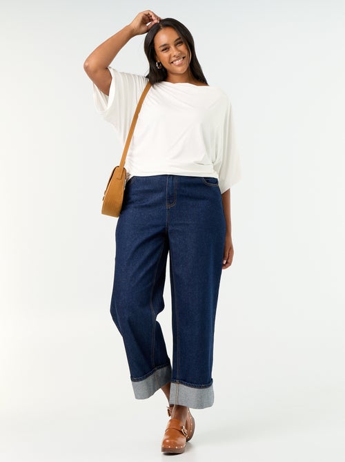 T-shirt met watervalhals en korte mouwen - Kiabi