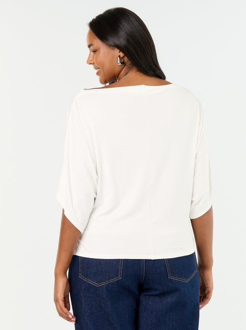 T-shirt met watervalhals en korte mouwen - Kiabi