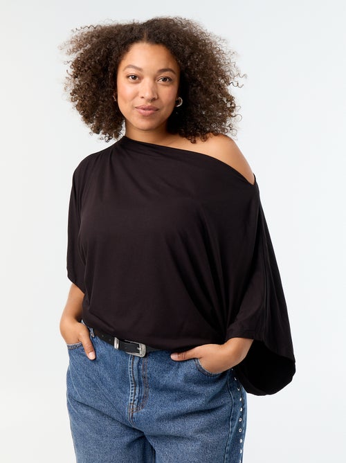 T-shirt met watervalhals en korte mouwen - Kiabi