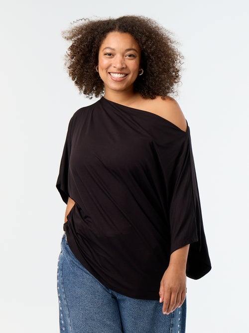 T-shirt met watervalhals en korte mouwen - Kiabi