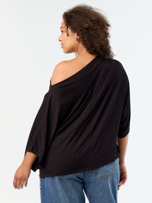 T-shirt met watervalhals en korte mouwen - Kiabi
