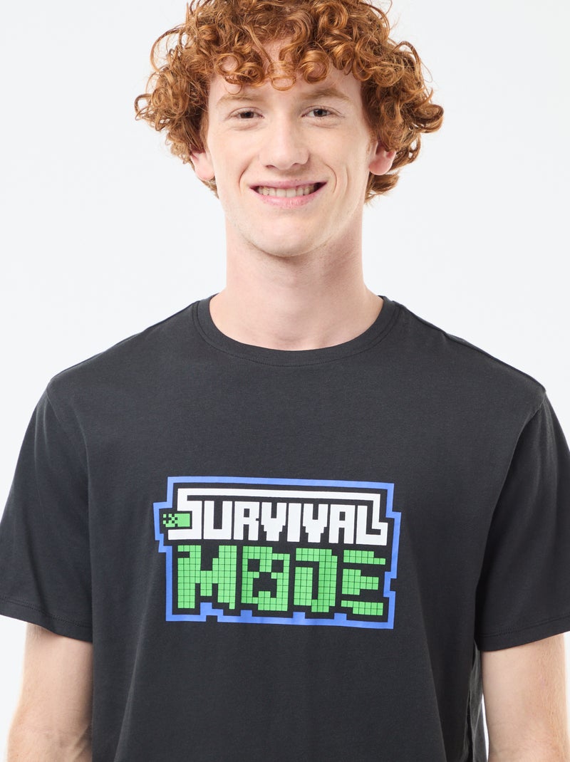 T-shirt 'Minecraft' van katoen zwart - Kiabi