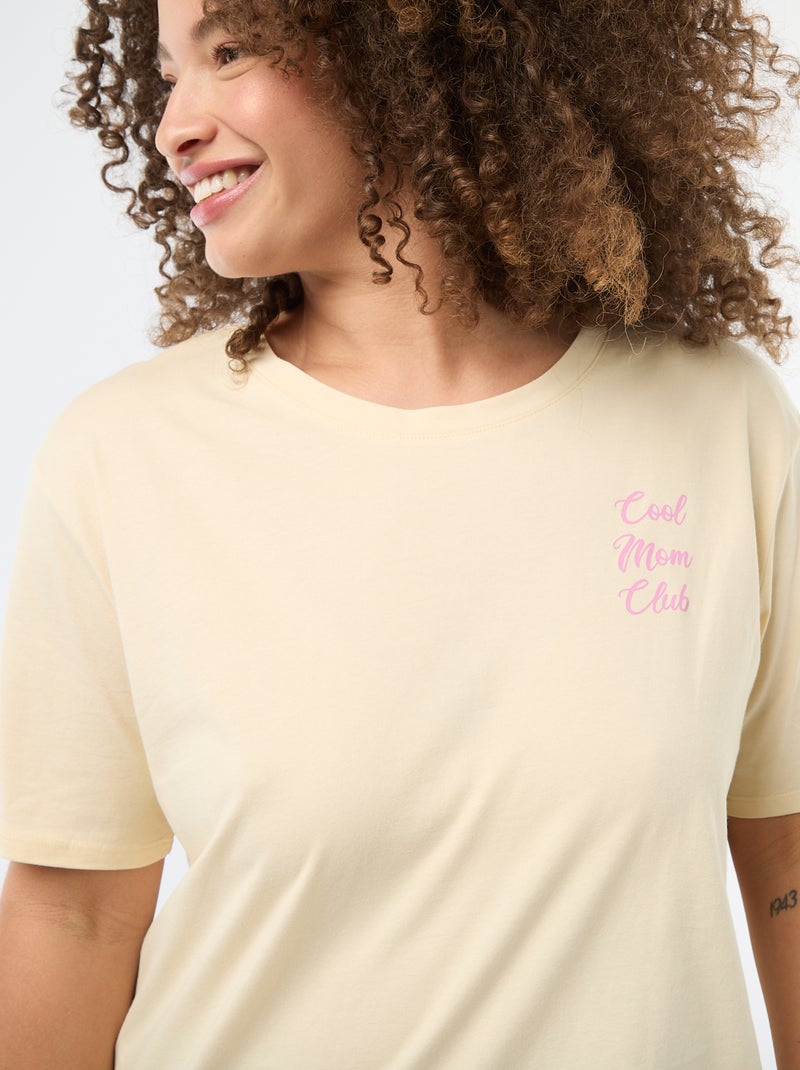 T-shirt 'Moederdag' met print en korte mouwen Geel - Kiabi